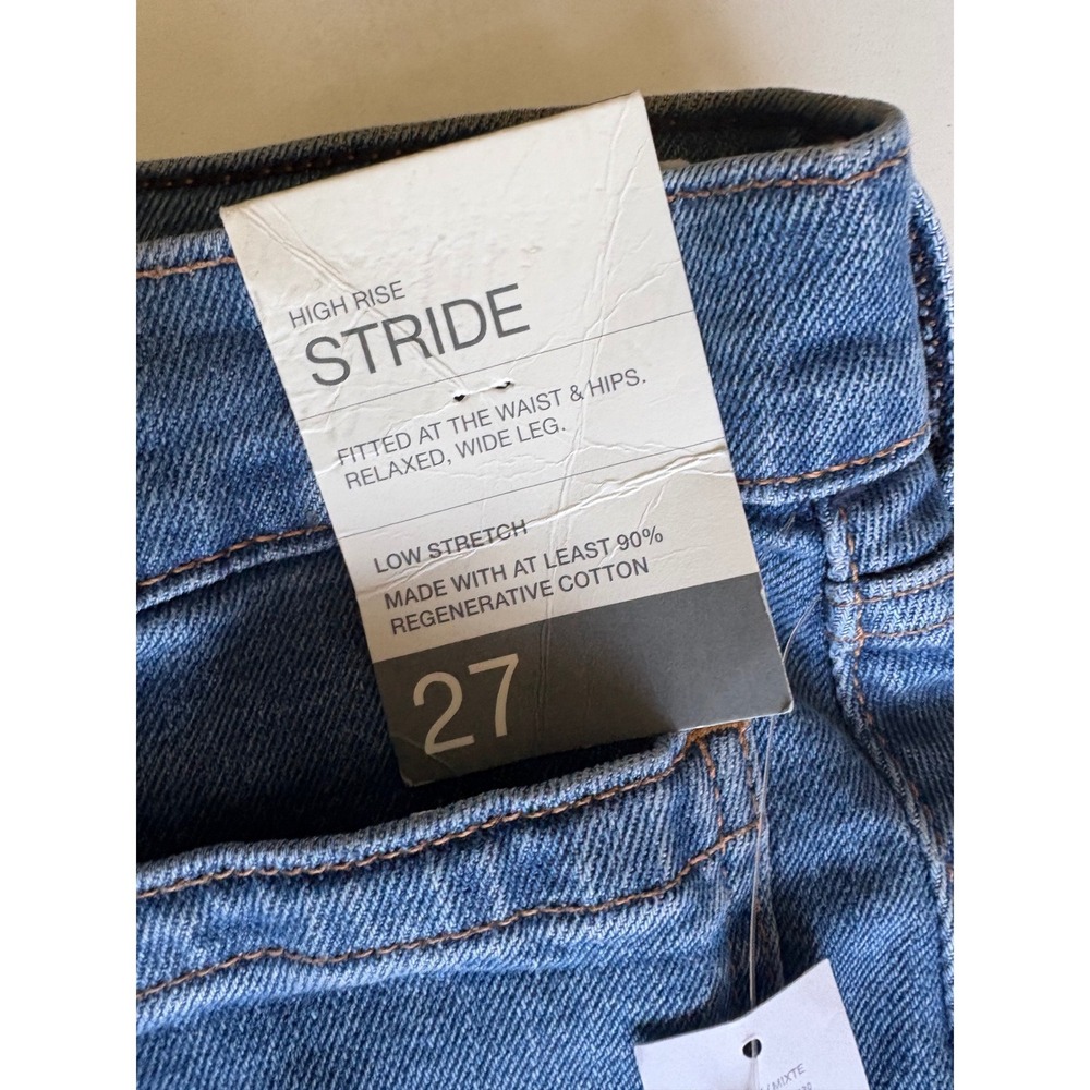 Gap High Rise Stride Wide Leg Jeans Medium Indigo Patch Pocket Denim 27/4 R NEW - Picture 6 of 8